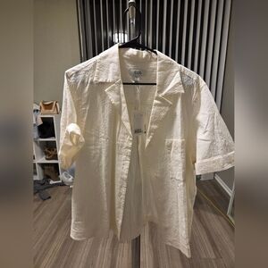 Cream Textured Button-Up Shirt